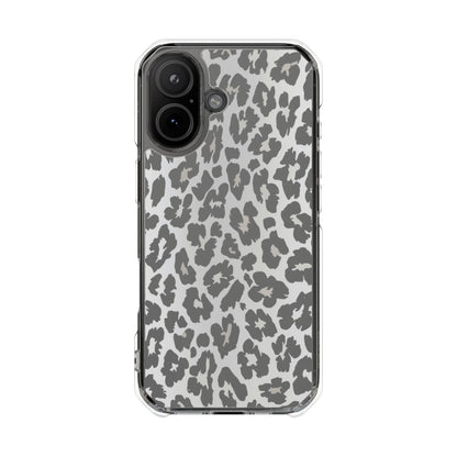Clear Magnetic Impact Phone Case — Gray Leopard Print
