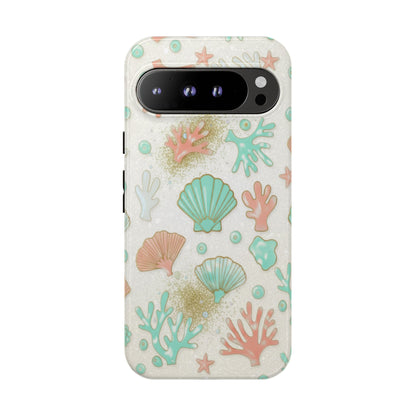 Seashell Coral Phone Case — Pastel Beach Shells Protective Tough Case