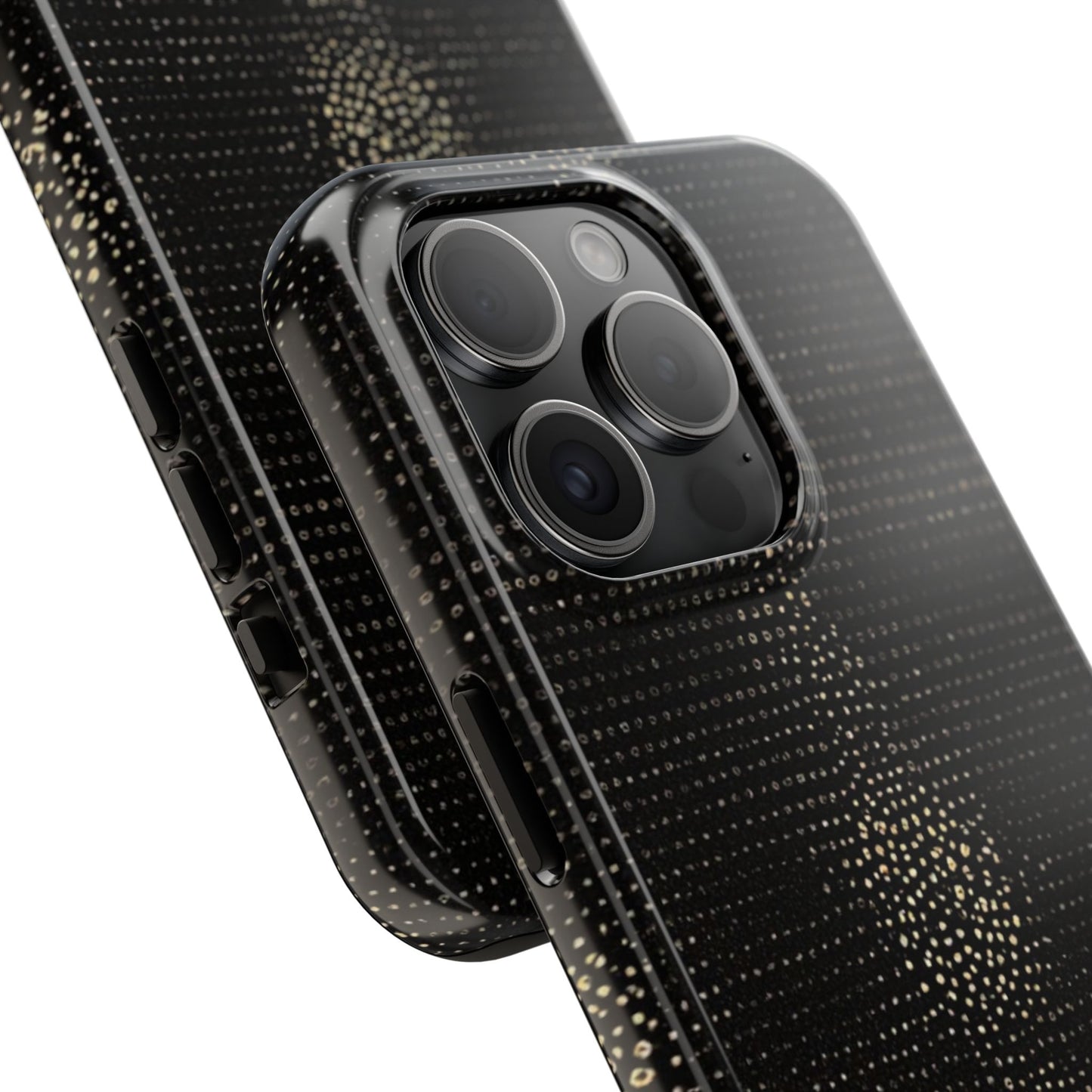 Tough Phone Case — Black Textured Metallic Dot Shield
