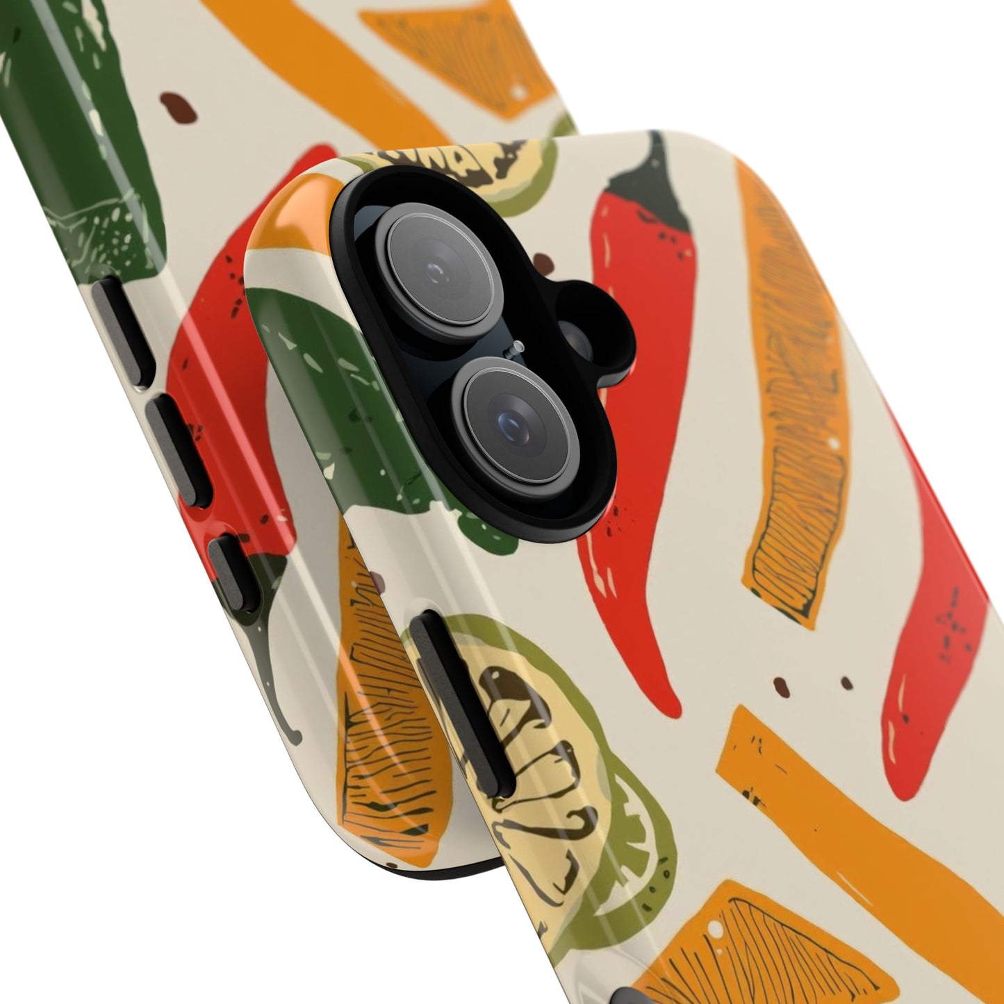 Spicy Peppers Phone Case – Colorful Chili, Lime & Citrus Pattern
