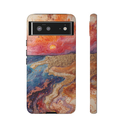 Sunset Coast Phone Case — Colorful Abstract Beach Art Tough Case
