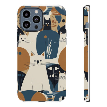 Cat Pattern Phone Case – Retro Abstract Cats Protective iPhone Cover