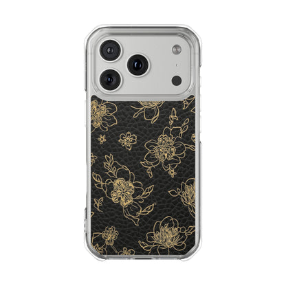 Clear Magnetic Impact Phone Case — Gold Floral Overlay