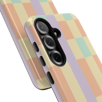 Pastel Checkered Phone Case — Retro Stripe Tough Case