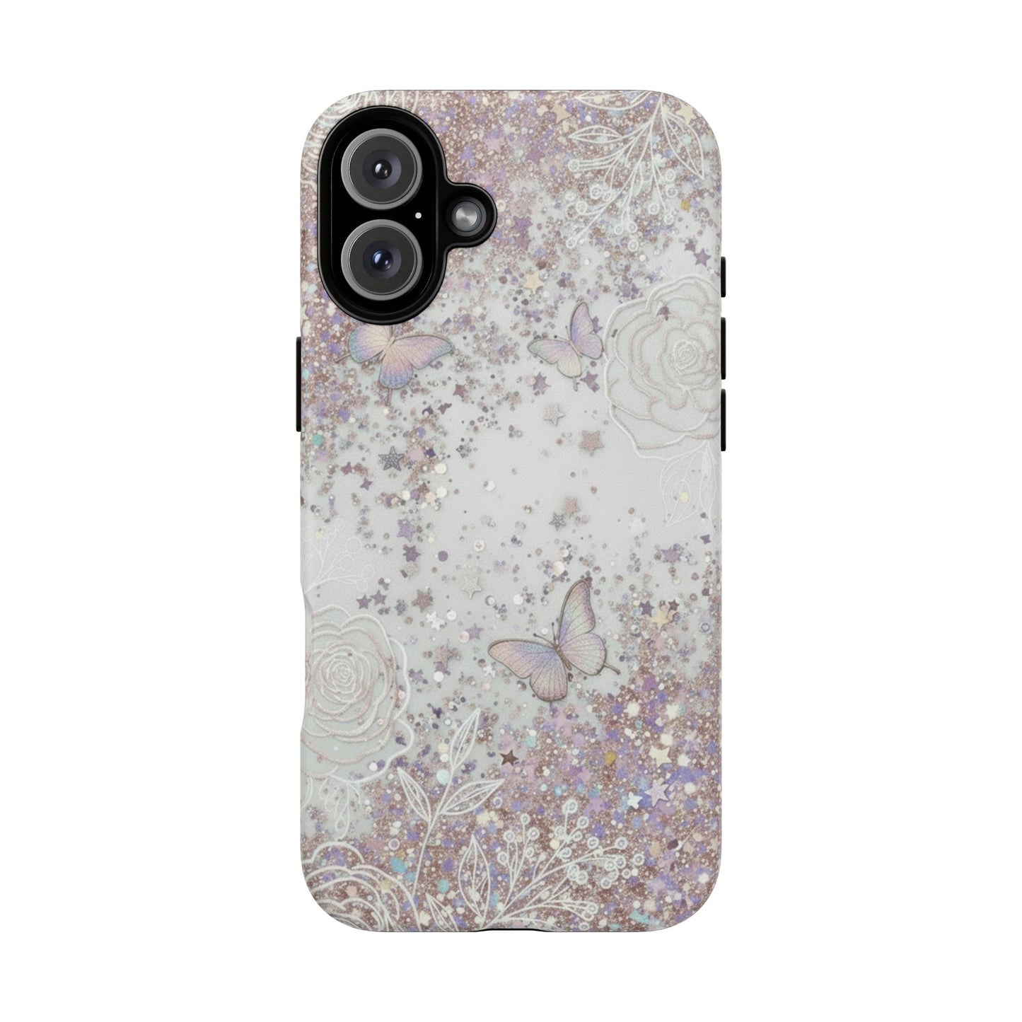 Butterfly Glitter Tough Phone Case — Floral Sparkle Protective Case