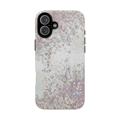 Butterfly Glitter Tough Phone Case — Floral Sparkle Protective Case