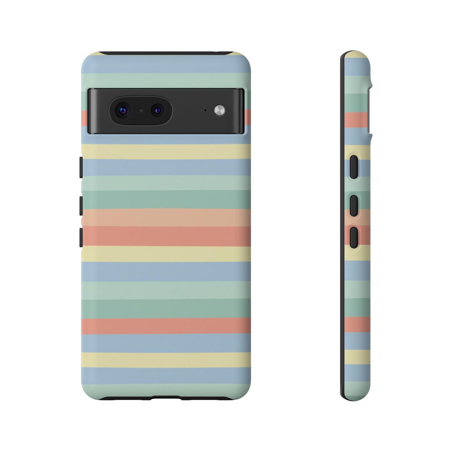 Pastel Striped Phone Case — Retro Horizontal Multi-Color Tough Case