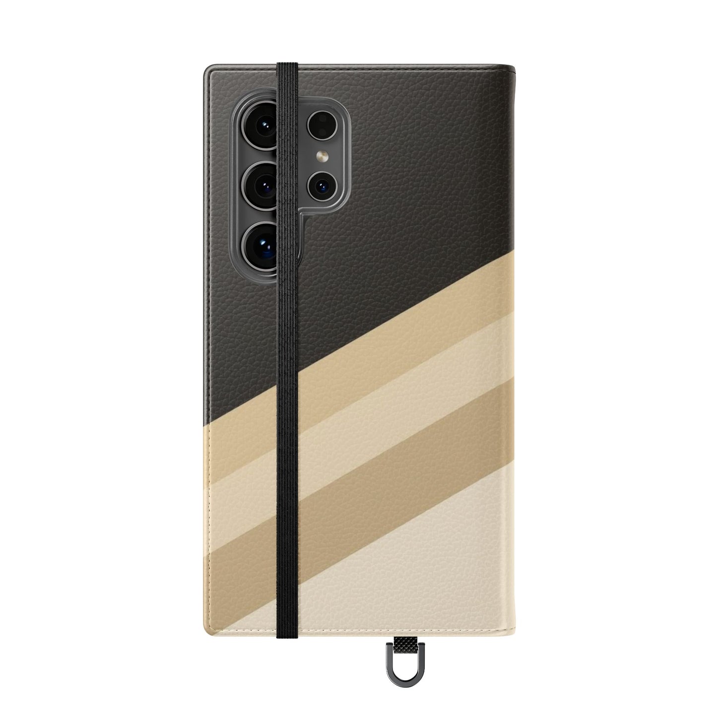 Retro Neutral Stripe Flip Phone Case — Wallet Folio with Card Slots