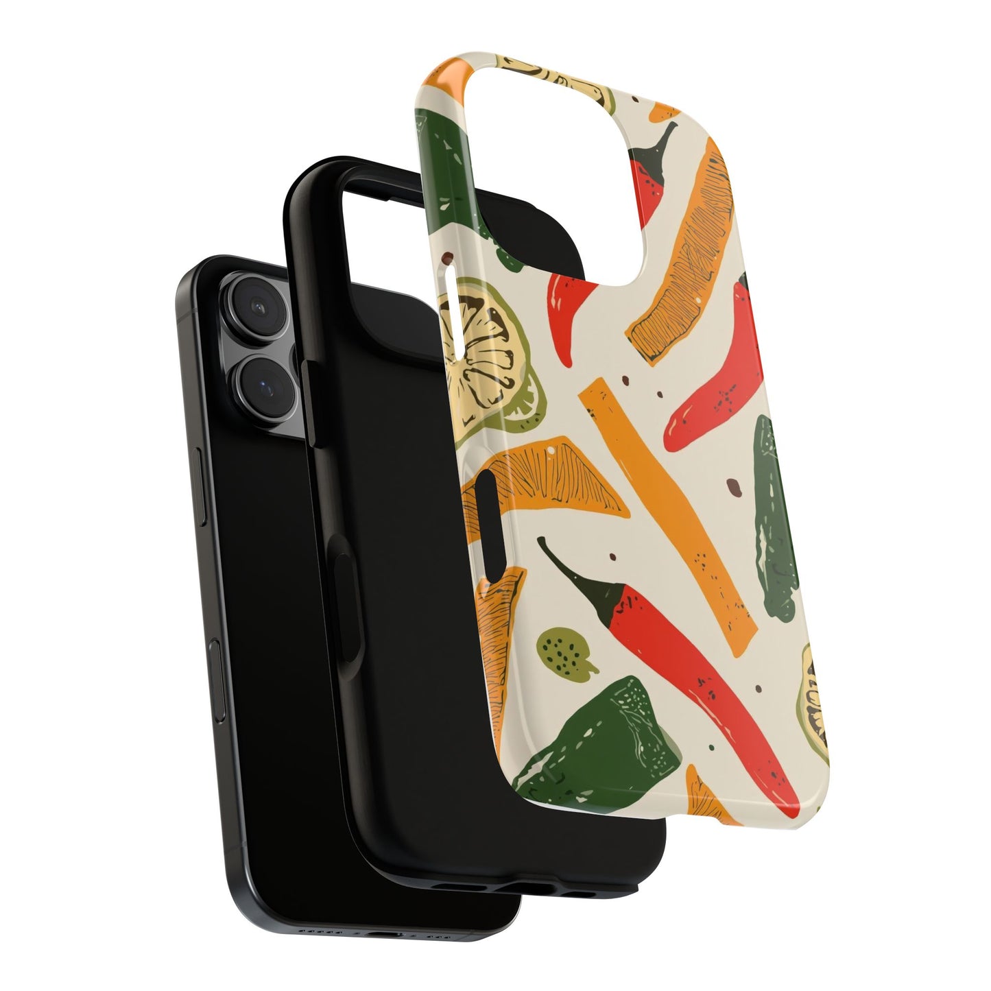 Spicy Peppers Phone Case – Colorful Chili, Lime & Citrus Pattern