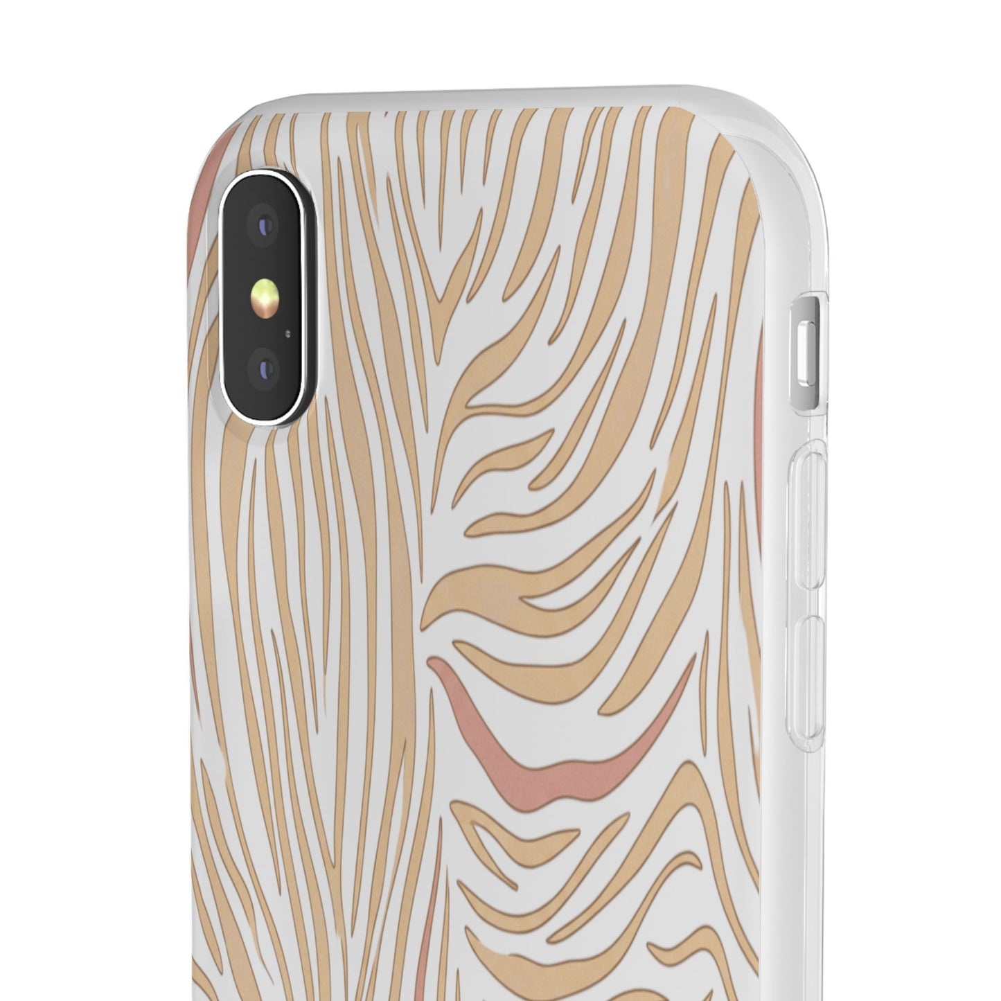 Neutral Zebra Print Flexi Case — Beige & Rose Gold Animal Pattern Phone Cover