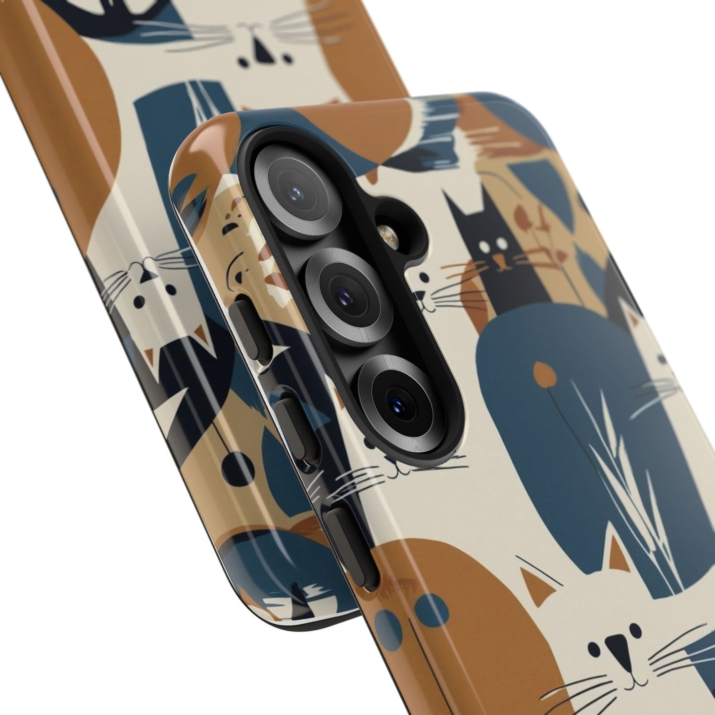 Cat Pattern Phone Case – Retro Abstract Cats Protective iPhone Cover