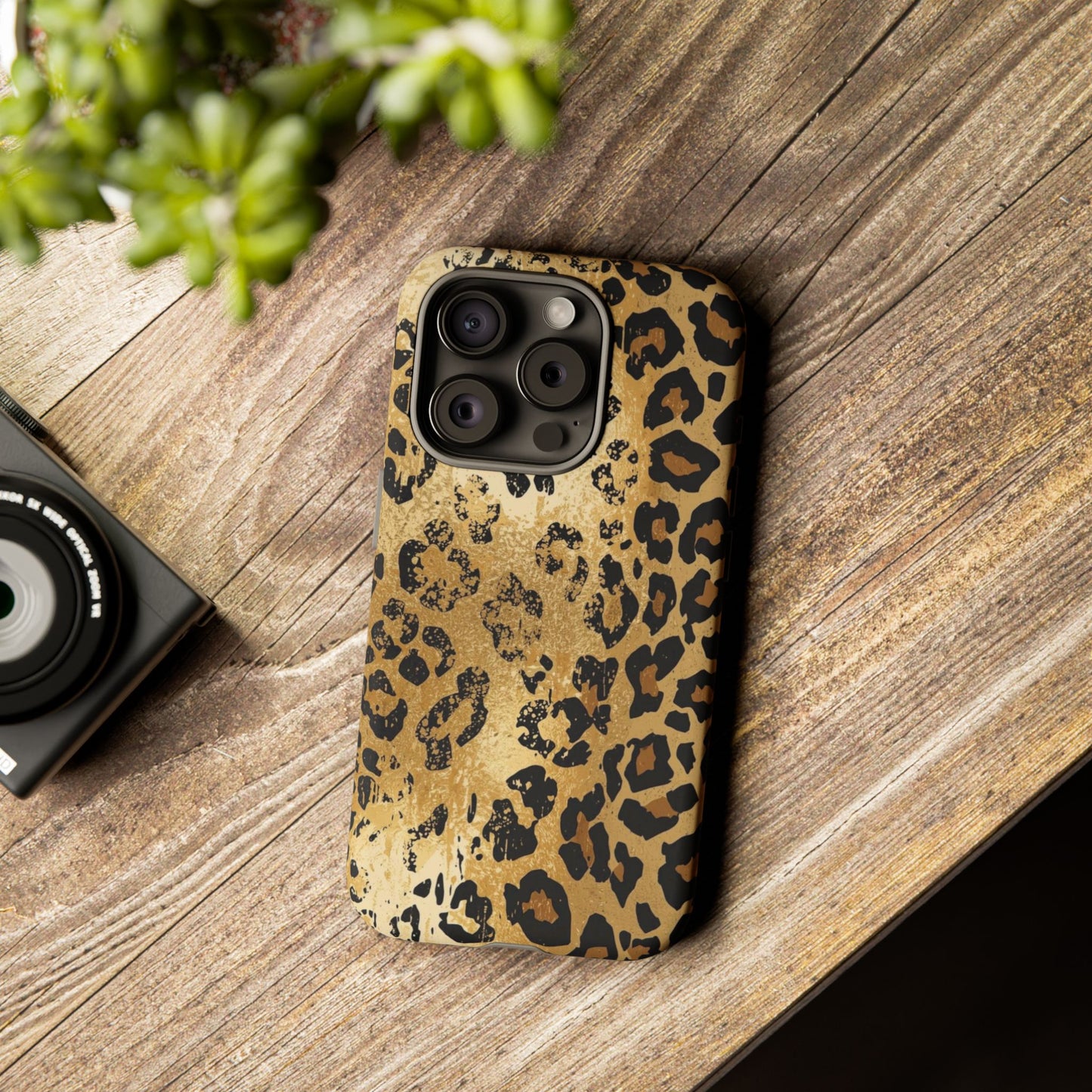 Leopard Print Tough Phone Case — Durable Protective iPhone Cover