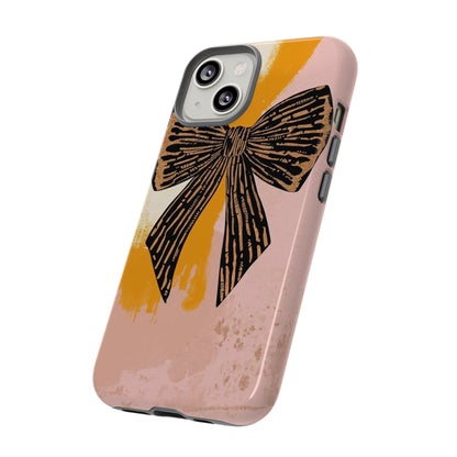 Bow Brushstroke Tough Phone Case — Pink & Mustard