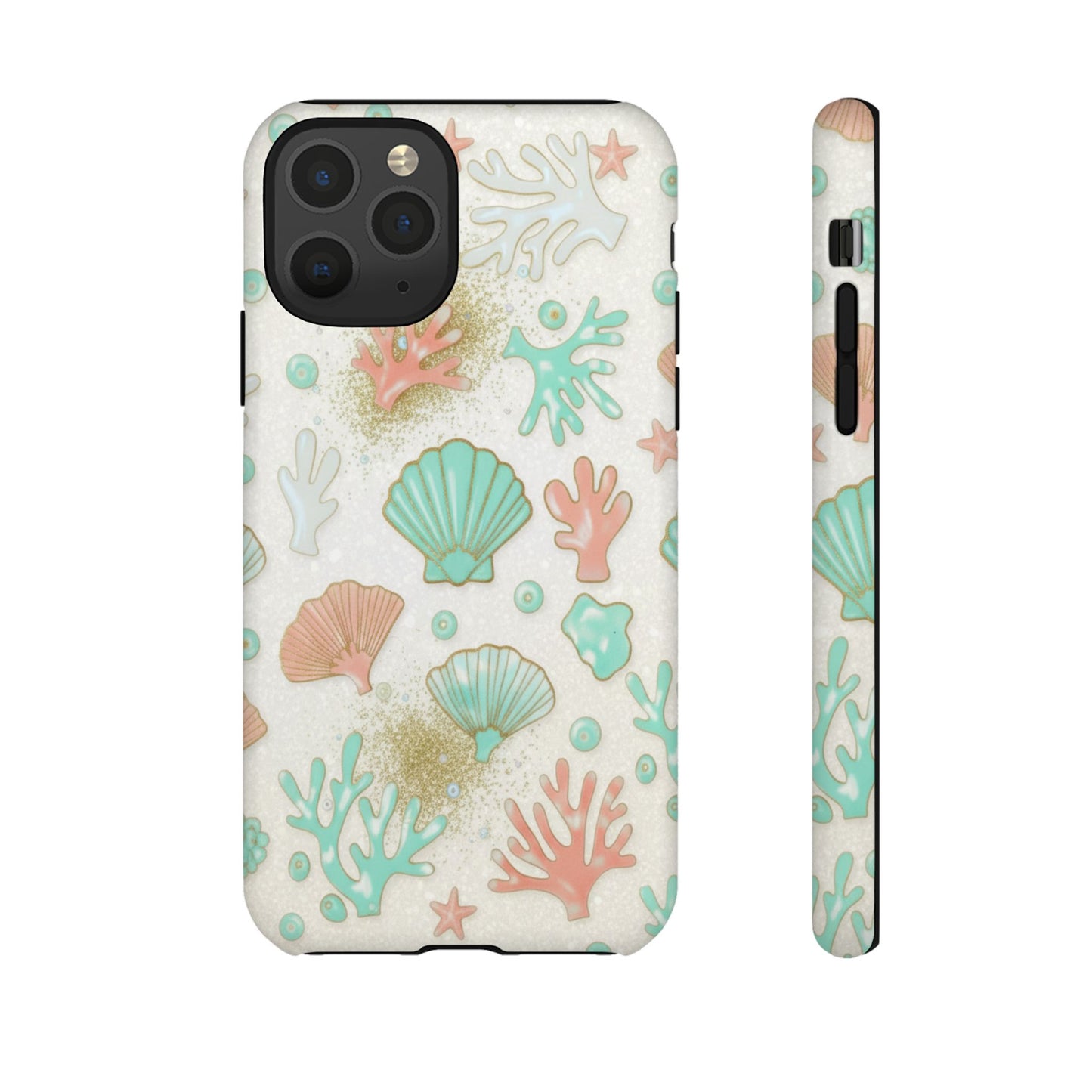 Seashell Coral Phone Case — Pastel Beach Shells Protective Tough Case