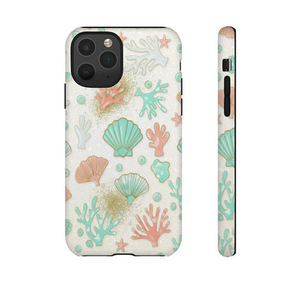 Seashell Coral Phone Case — Pastel Beach Shells Protective Tough Case