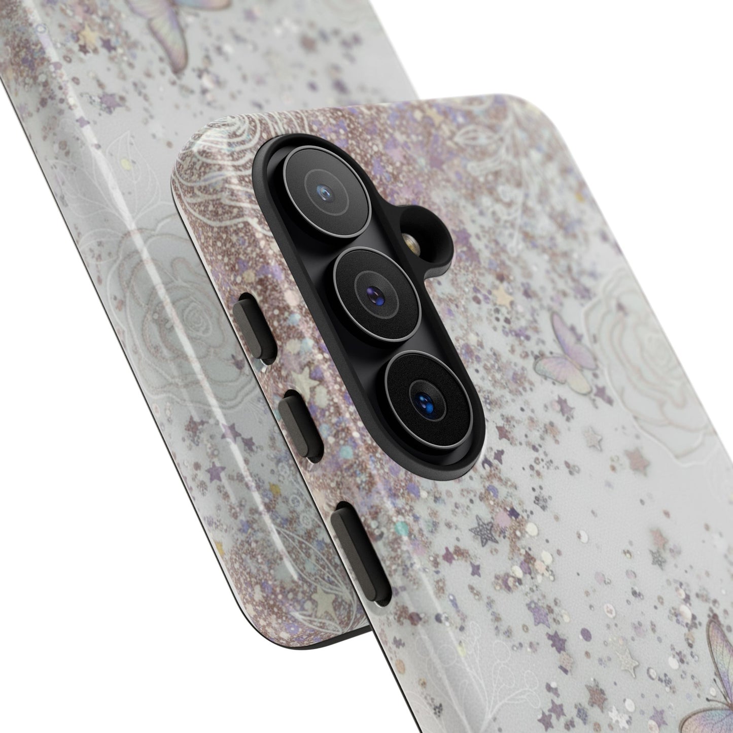 Butterfly Glitter Tough Phone Case — Floral Sparkle Protective Case