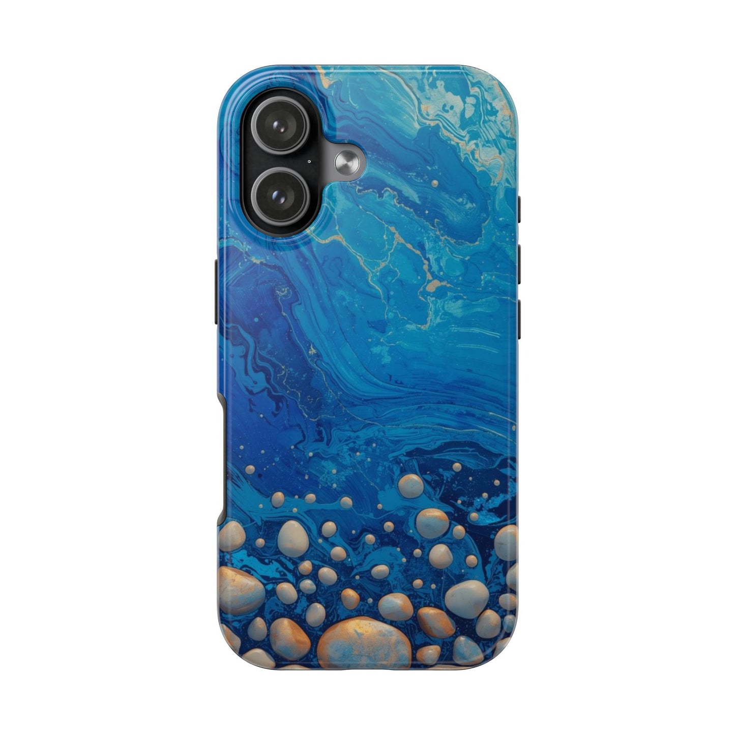 Blue Ocean Pebble Tough Phone Case — Protective Artistic Marble Design