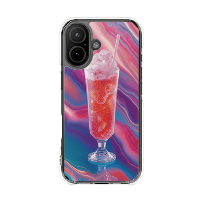 Clear Magnetic Phone Case — Retro Pink Soda Float Design
