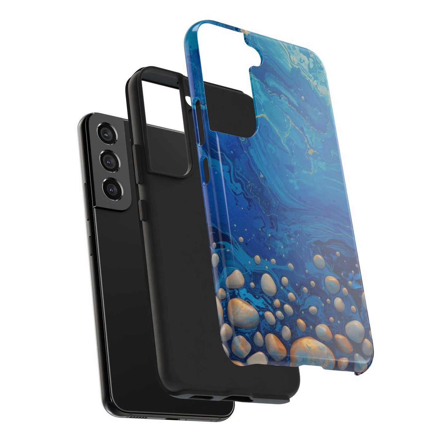 Blue Ocean Pebble Tough Phone Case — Protective Artistic Marble Design