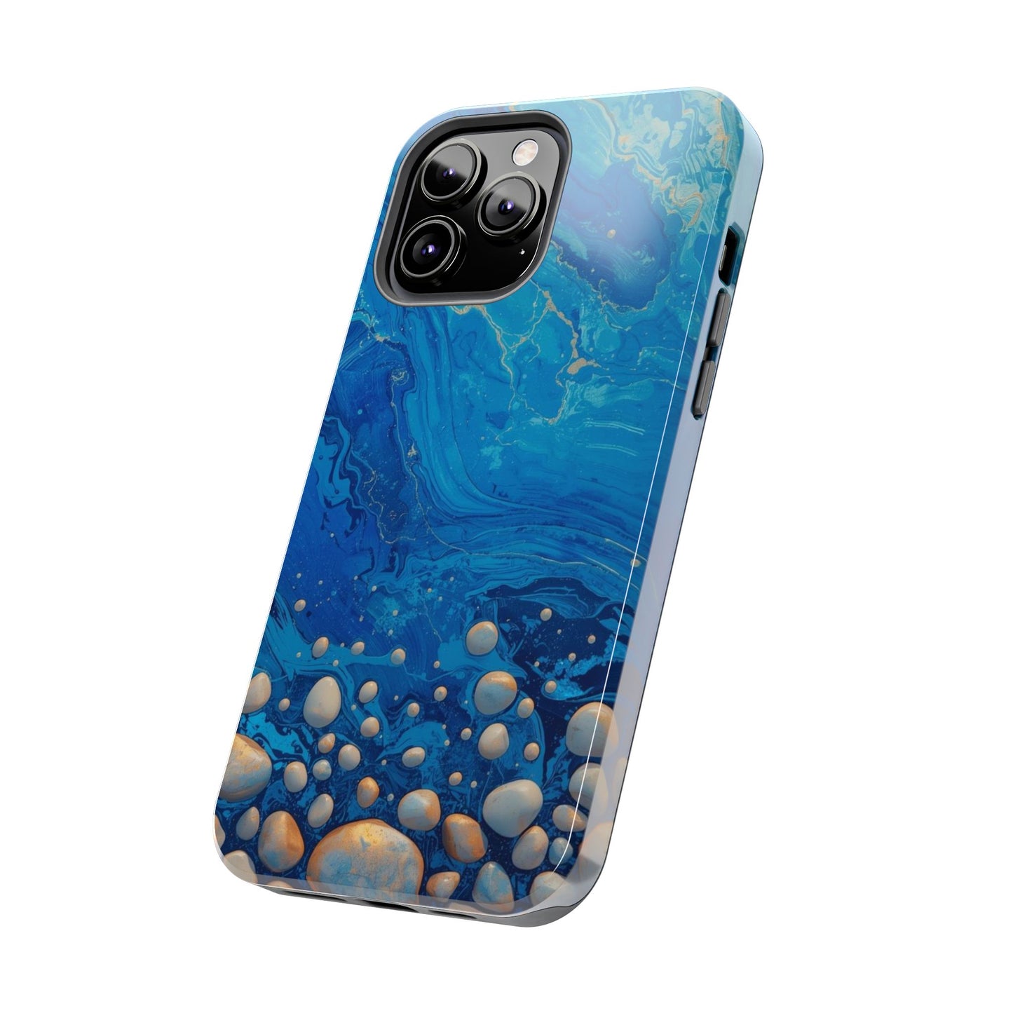 Blue Ocean Pebble Tough Phone Case — Protective Artistic Marble Design