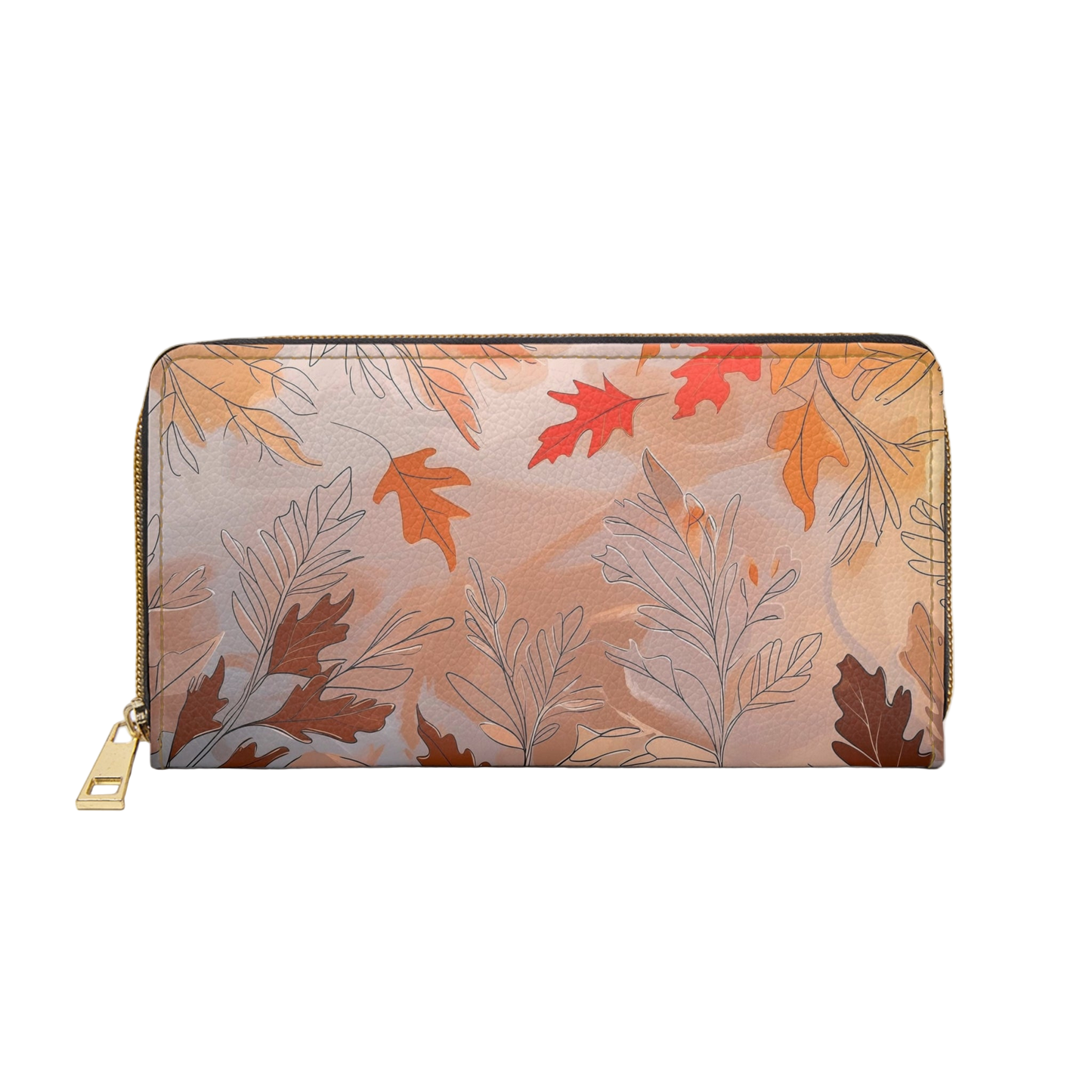Women's  Autumnal Leaf Wallet – Vegan Foliage Zipper Wallet