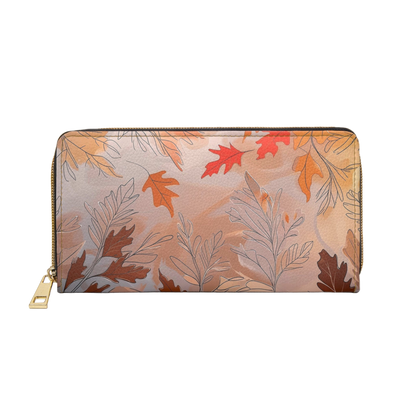 Women's  Autumnal Leaf Wallet – Vegan Foliage Zipper Wallet