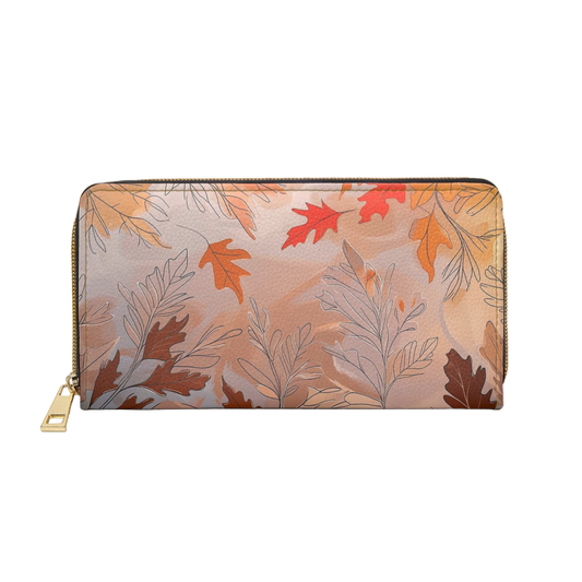 Women's Harvest Hue Autumn Wallet – Chic Botanical Leaf Design Print