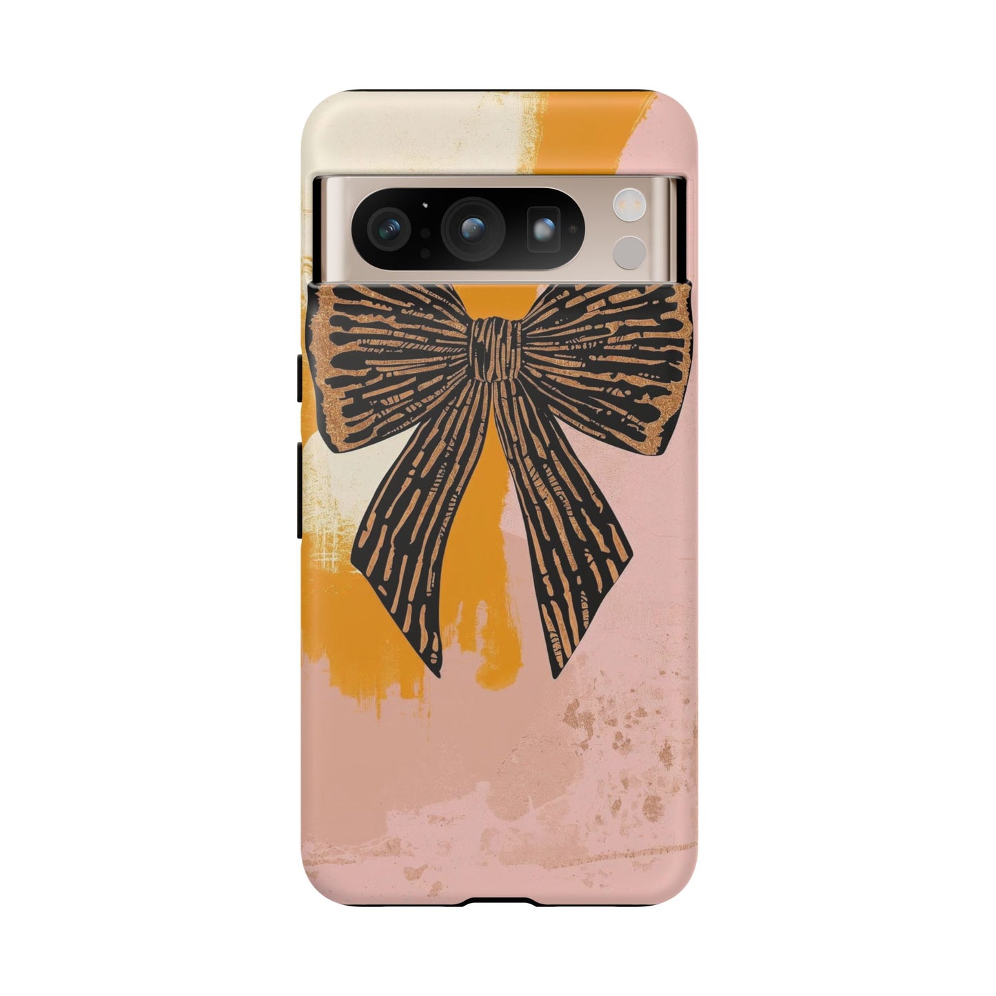 Bow Brushstroke Tough Phone Case — Pink & Mustard