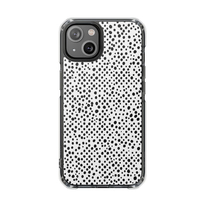 Clear Magnetic Phone Case — Black & White Speckled Pattern