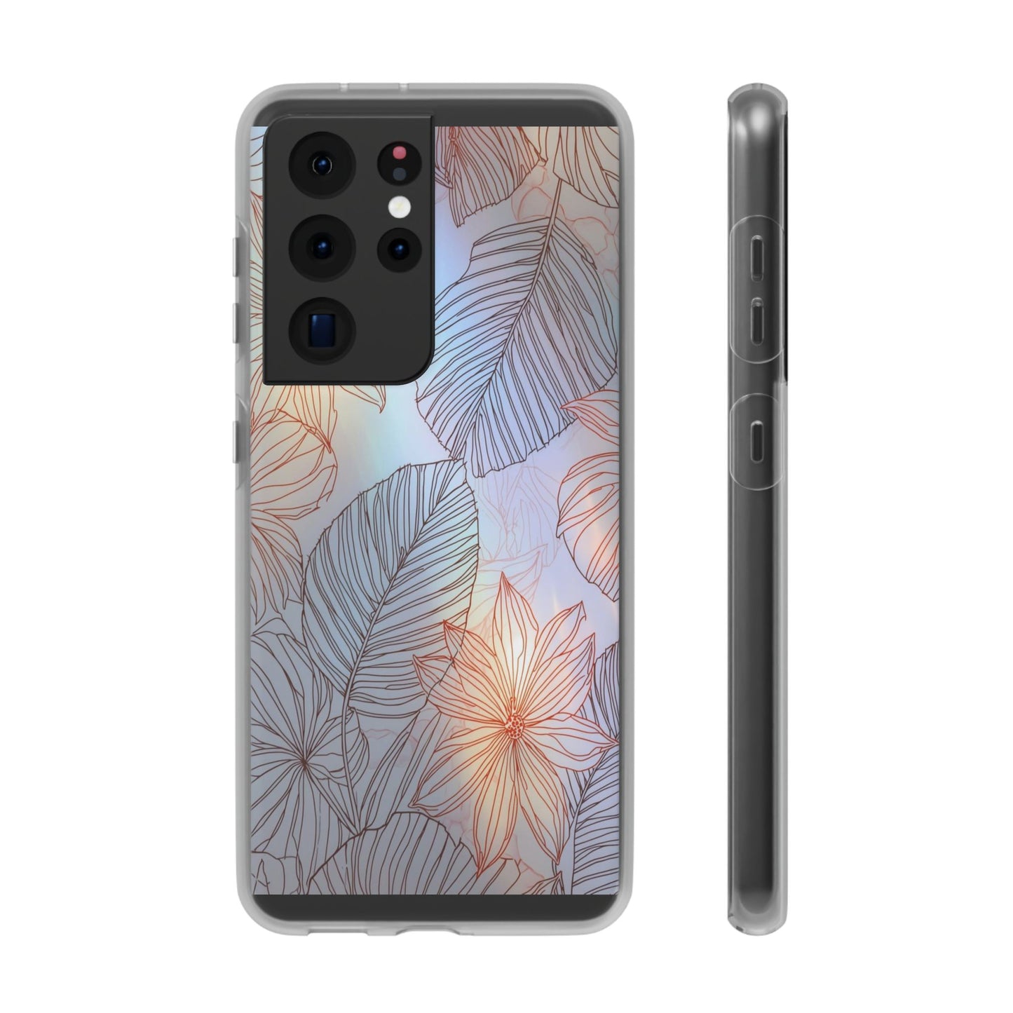 Floral Holographic Phone Case — Iridescent Leaves & Flowers Flexi Case