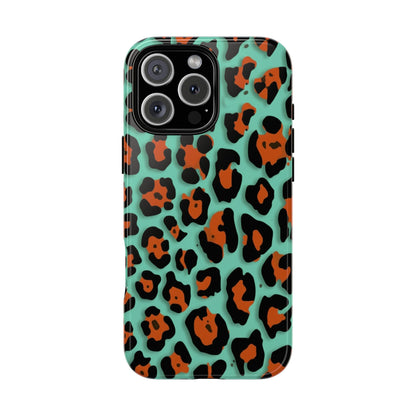 Teal & Rust Leopard Phone Case — Tough Protective Animal Print