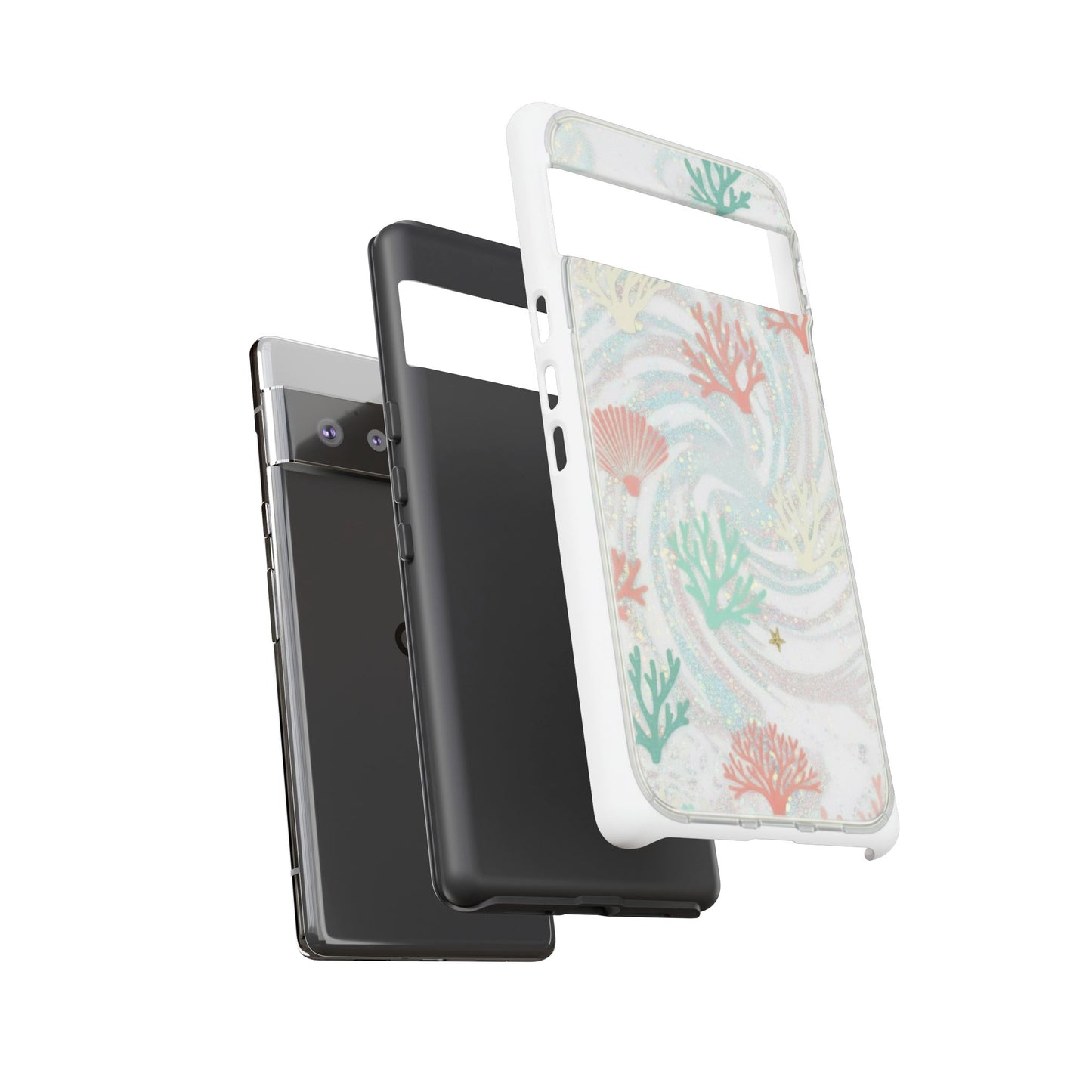 Seafoam Coral Tough Phone Case - Pastel Ocean Wave Design