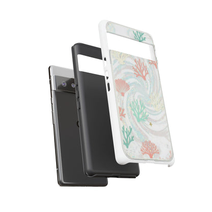 Seafoam Coral Tough Phone Case - Pastel Ocean Wave Design