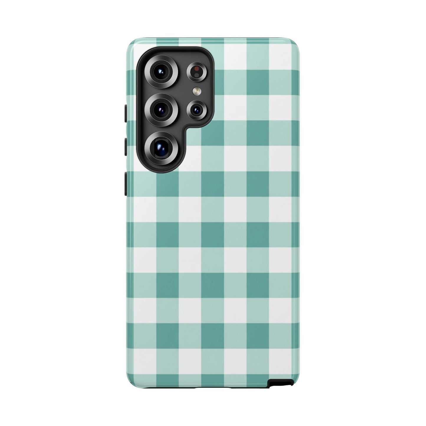 Mint Green Buffalo Check Tough Phone Case — Durable Plaid Protective Cover