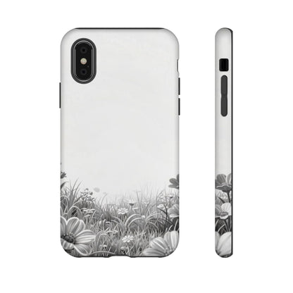 Butterfly Floral Tough Phone Case – Monochrome Garden Protection