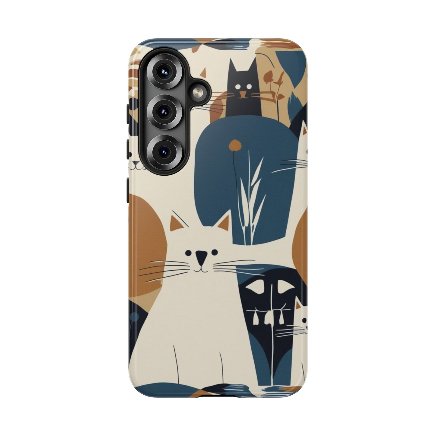 Cat Pattern Phone Case – Retro Abstract Cats Protective iPhone Cover