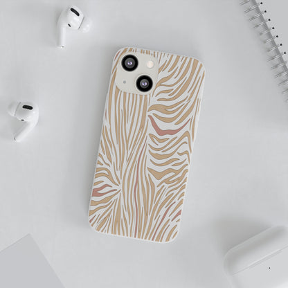 Neutral Zebra Print Flexi Case — Beige & Rose Gold Animal Pattern Phone Cover