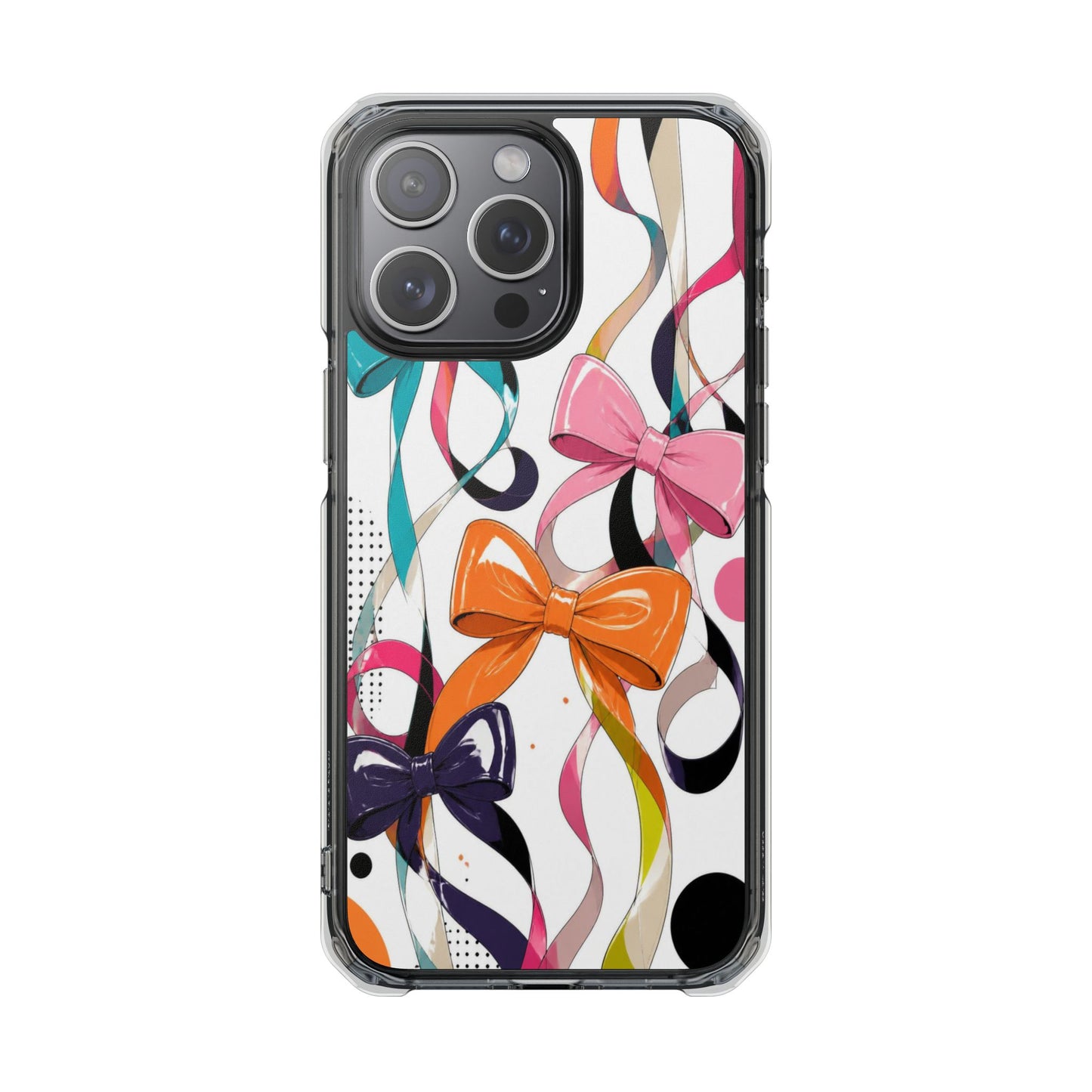 Clear Magnetic Phone Case — Colorful Ribbon & Bow Design