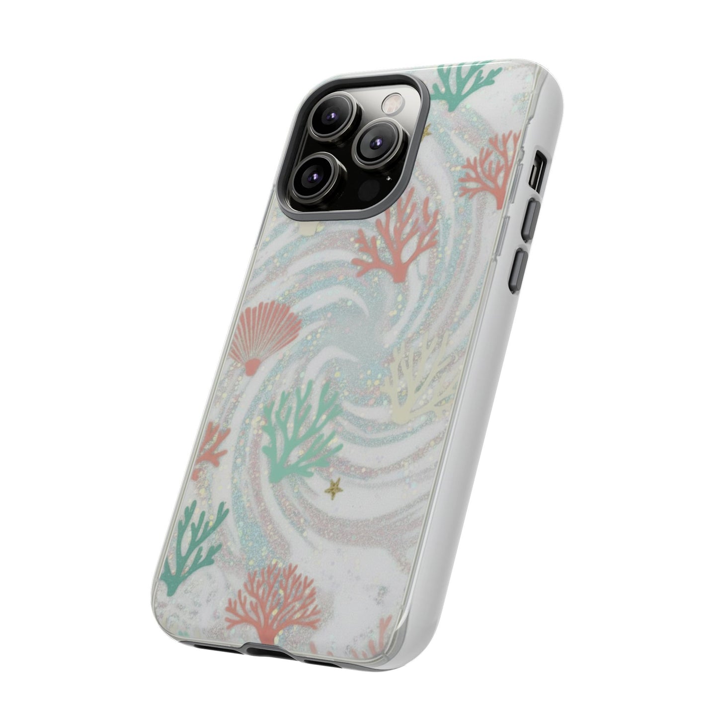 Seafoam Coral Tough Phone Case - Pastel Ocean Wave Design