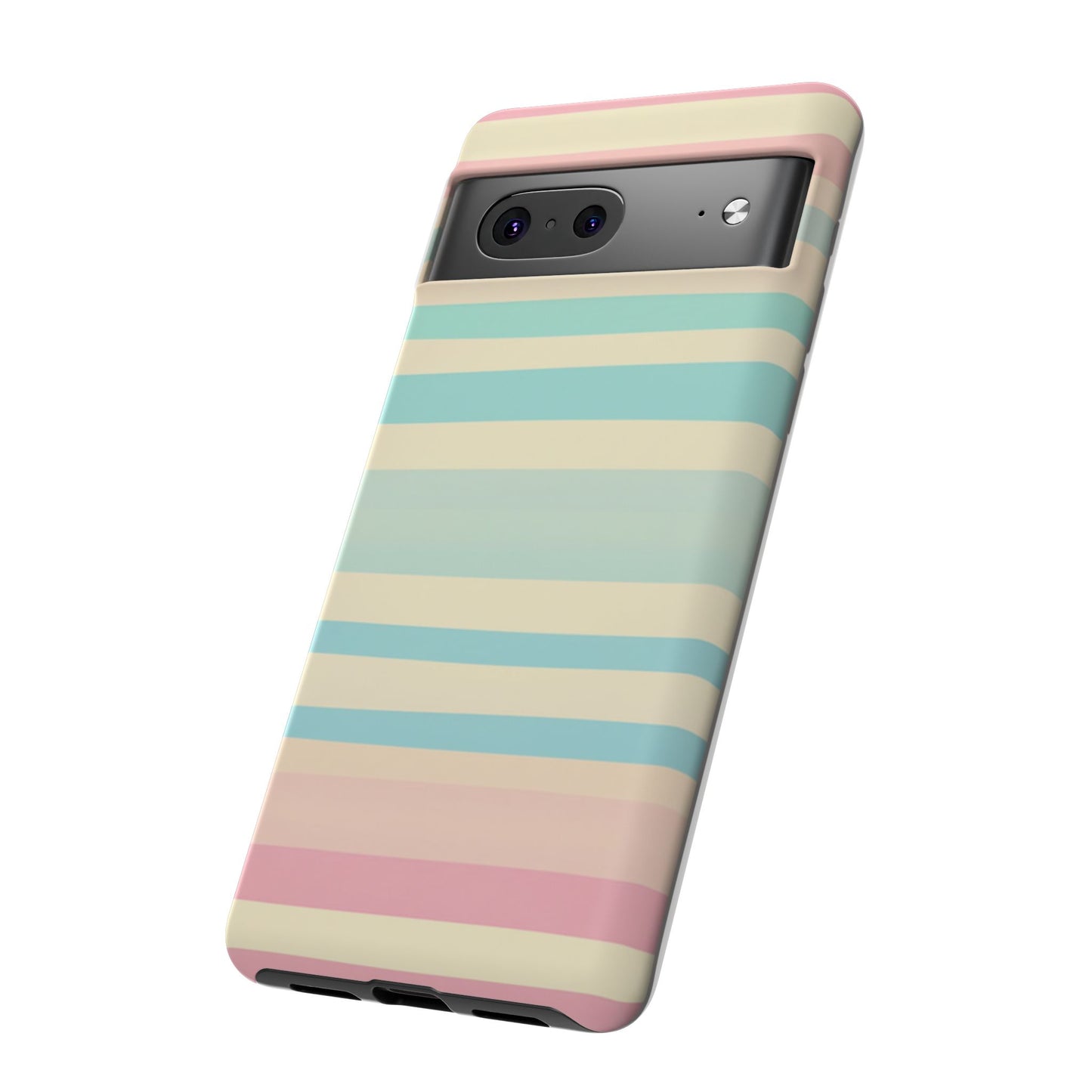 Pastel Striped Tough Phone Case – Protective Retro Rainbow Design