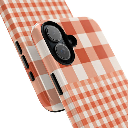 Buffalo Check Tough Phone Case — Orange Gingham Protective Cover