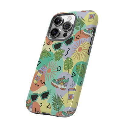 Tropical Summer Phone Case — Retro Sunglasses, Sneakers & Palm Pattern