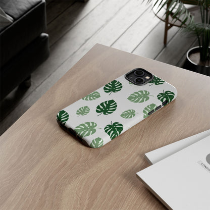 Monstera Leaf Phone Case — Tropical Green Pattern Tough Case