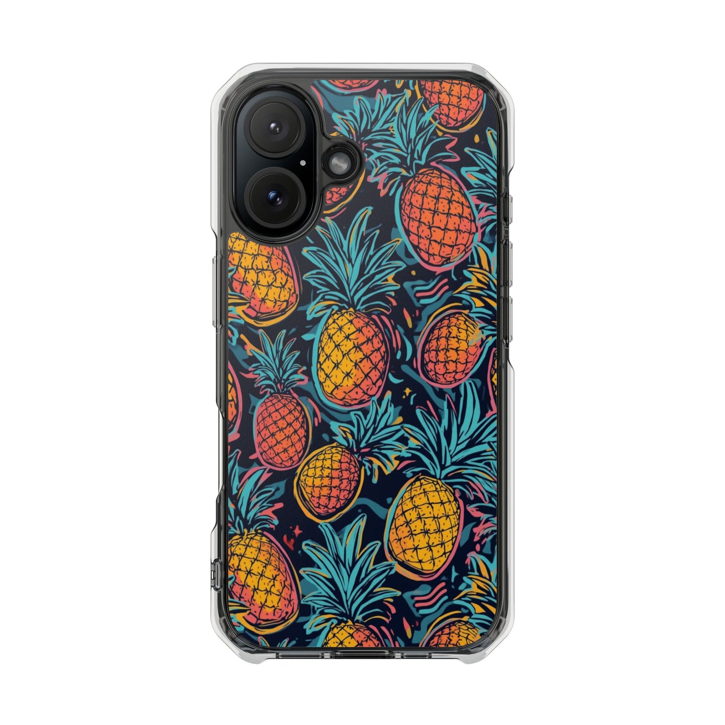 Pineapple Clear Magnetic Impact Phone Case — Tropical Pattern, Protective Clear Cover
