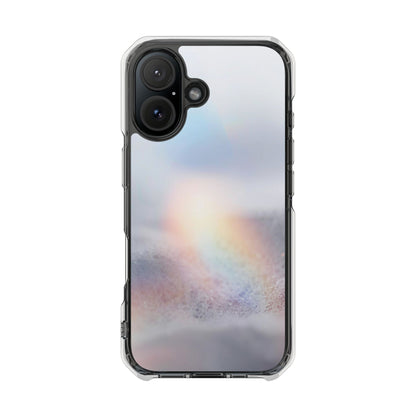 Clear Magnetic Impact Phone Case — Shockproof Transparent Case with Holographic Rainbow Accent
