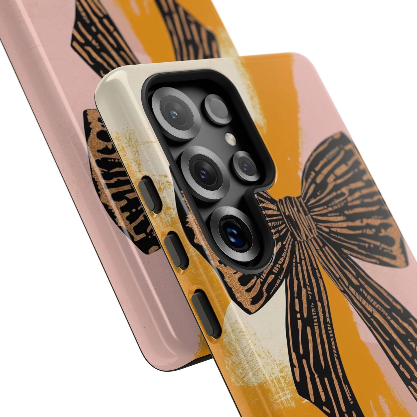 Bow Brushstroke Tough Phone Case — Pink & Mustard