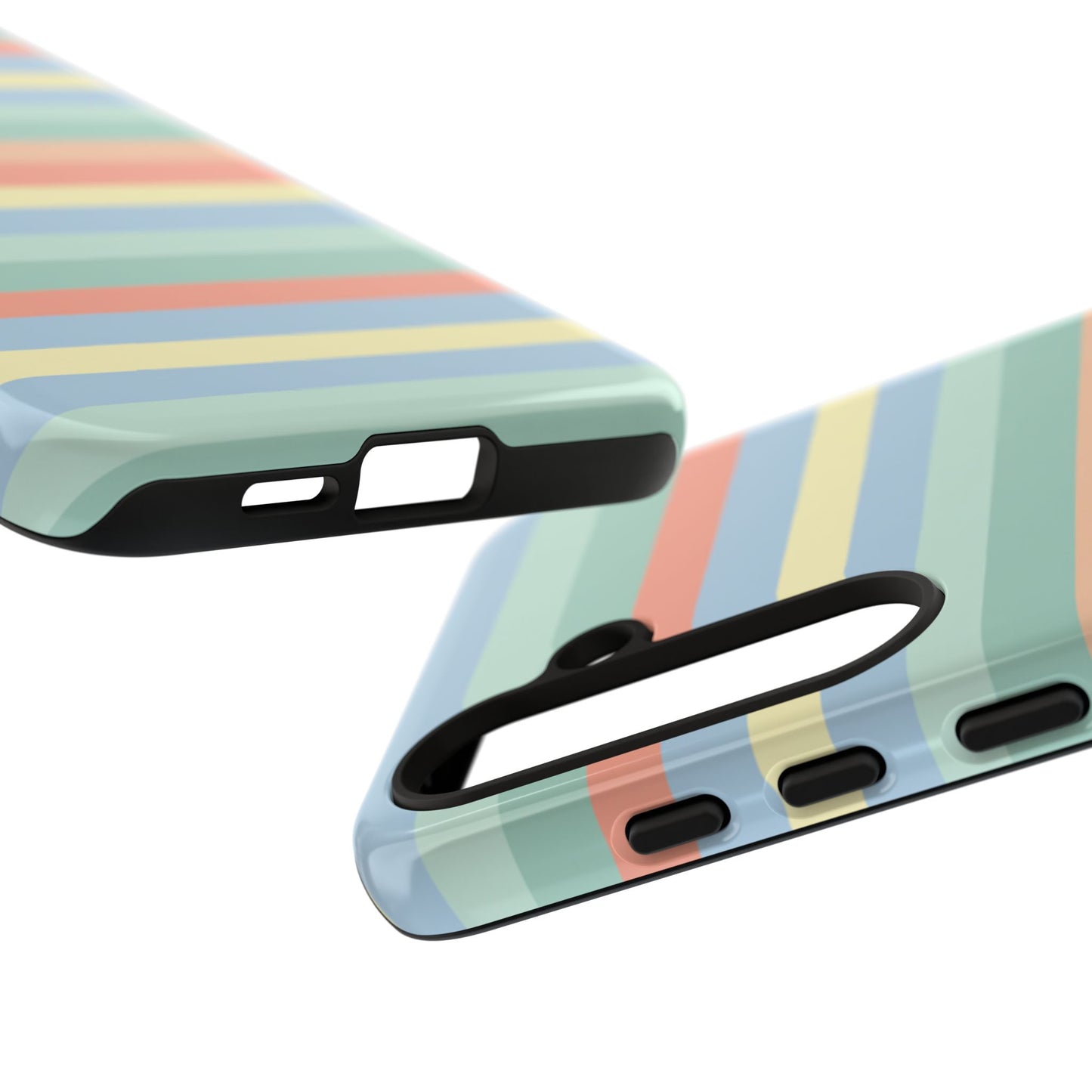 Pastel Striped Phone Case — Retro Horizontal Multi-Color Tough Case