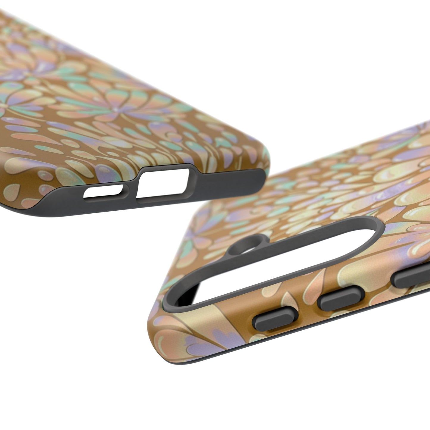 Floral Burst Tough Phone Case – Gold Pastel Botanical Protection