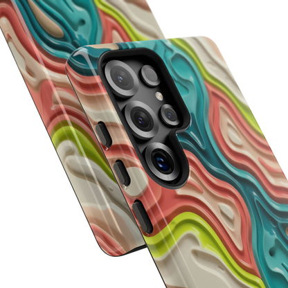 Abstract Contour Phone Case — Colorful Topographic Pattern Tough Case