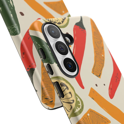 Spicy Peppers Phone Case – Colorful Chili, Lime & Citrus Pattern